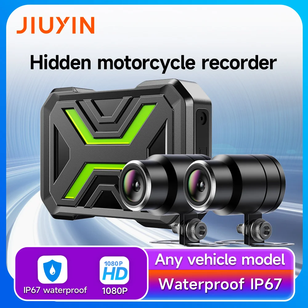 JIUYIN Motorcycle Dual DVR WiFi Smart Connect 1080P Action Camera Recorder Front & Rearview Waterproof Motorcycle Dash Cam