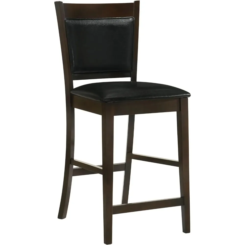 المفروشات المنزلية - كراسي خشبية منجدة بارتفاع منضدة (مجموعة من 2) - مسند للقدمين، مقعد مبطن وظهر - لتناول الطعام #4