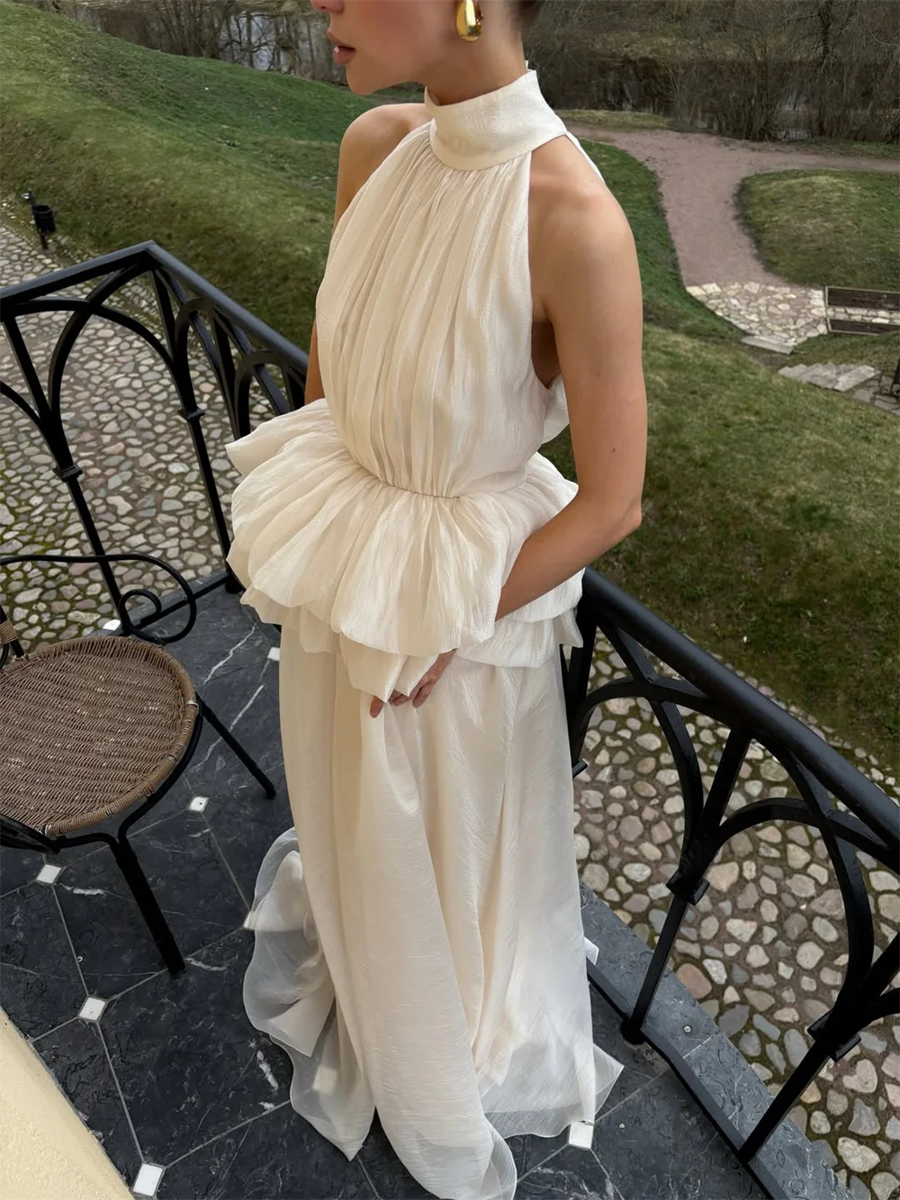 Kyoto Customized Off-white Halter Neck A-Line Wedding Dresses Tiered Zip Back vestidos de noche Floor-Length robe de mariée 2026