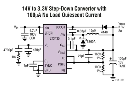 LT3435EFE LT3435IFE LT3435 - High Voltage 3A, 500kHz Step-Down Switching Regulator with 100uA Quiescent Current