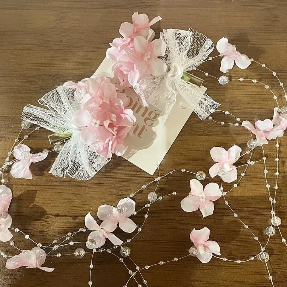 

2 Pcs Fashion Fabric Flower Hairpins Tassel Lace Bow Hanfu Hair Accessories Solid Color Headpieces Chinese Style Hair Clip Girls