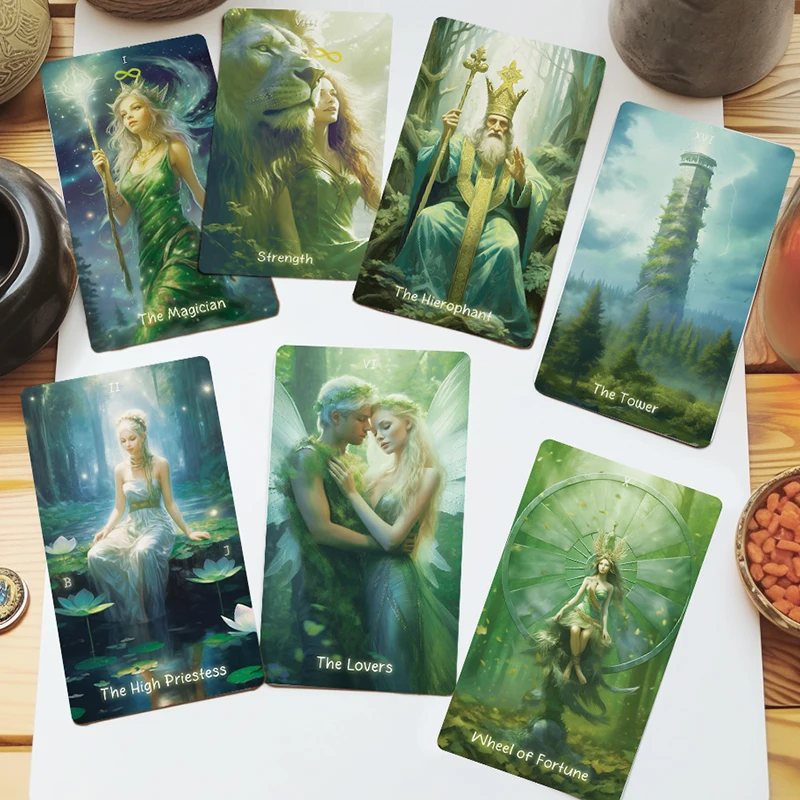 Forest Spirit Tarot Deck Original Design Premium 400GSM Coated Paper 78 Cards Glossy Finish English Spanish Russian Guidebook