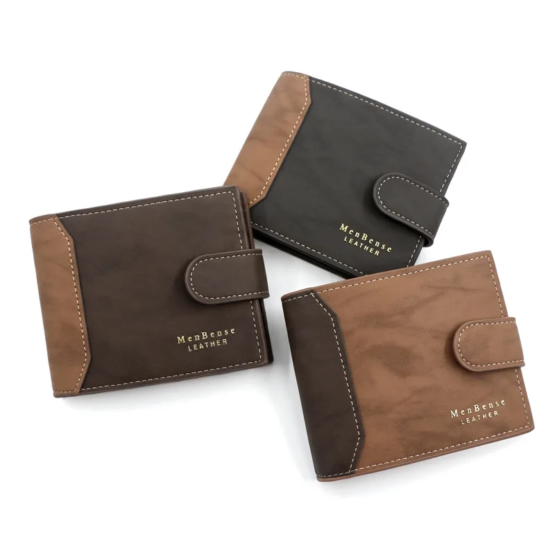 New Short Men Wallets Slim Card Holder Quality PU Leather Brand Male Wallet Small Photo Holder 3-fold Bag Frosted Men's Purses image 6