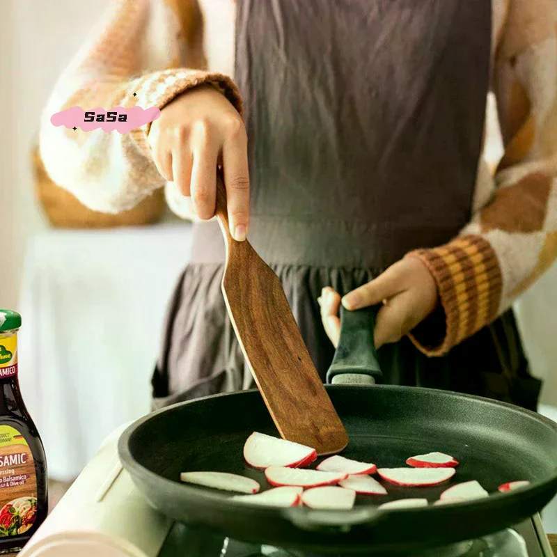 Wooden Spurtle For Sourdough Starter Butter Bread Spatula Wooden Spoon For Salad Mixing Cooking Tool Cookware Kitchen Utensils
