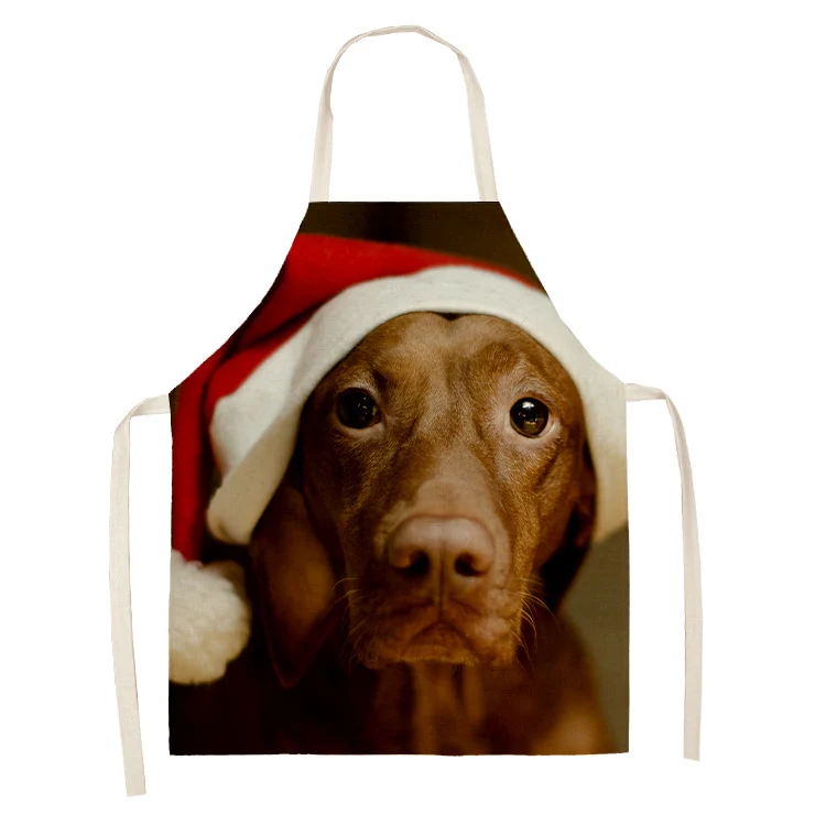 Household kitchen cooking sleeveless apron room outdoor antifouling cleaning tool Christmas pet cat dog pattern