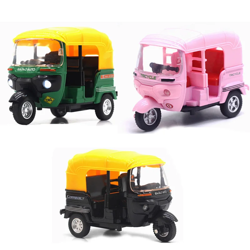 High Simulation Indian Tricycle Cars Toy India Pull Back Light Sound Motorcycle Toys Car For Kids Children Gifts