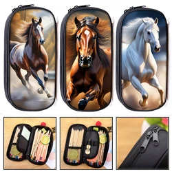 Cool Running Horse Pencil Bags for Kids, Steed Pencil Case, Cosmetic Case, Saco de armazenamento, Saco de papelaria infantil, Material escolar