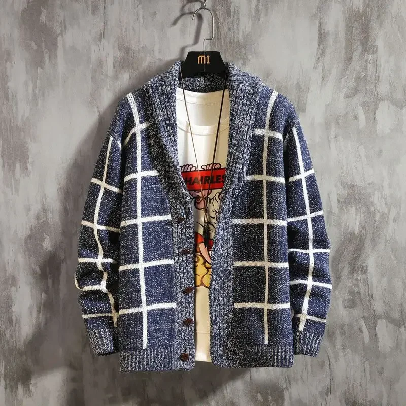 Knit Cardigan Man Long Sleeve Casual Grunge Coats Woven Harajuku Aesthetic Jumpers Open Cashmere Top Loose Fit Sweater for Men