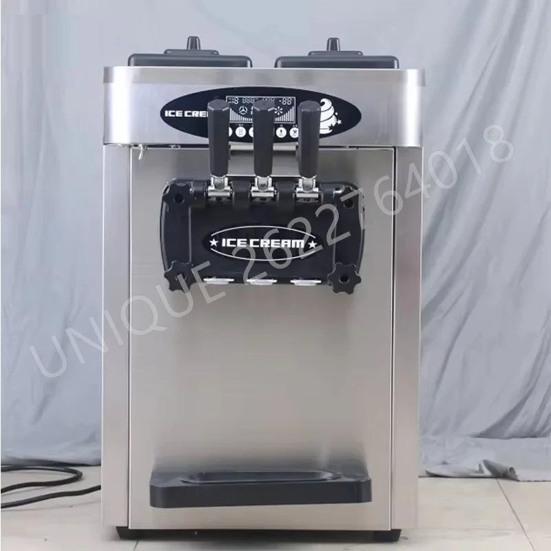 Commerciële Ijsmachine 20-25 L/H Opbrengst 2000W 3-Smaak Aanrecht Soft Serve Ijs Maker roestvrijstalen Cilinder