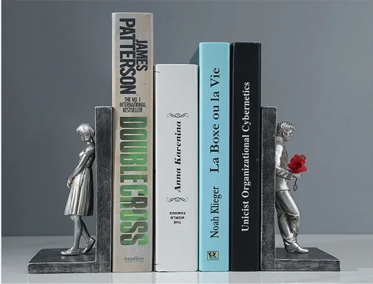 2Pcs Bookends Bookends Figureins Bookshelves By Character Ornaments Living Room Decorations Crafts My Love Valentine's Day Gifts