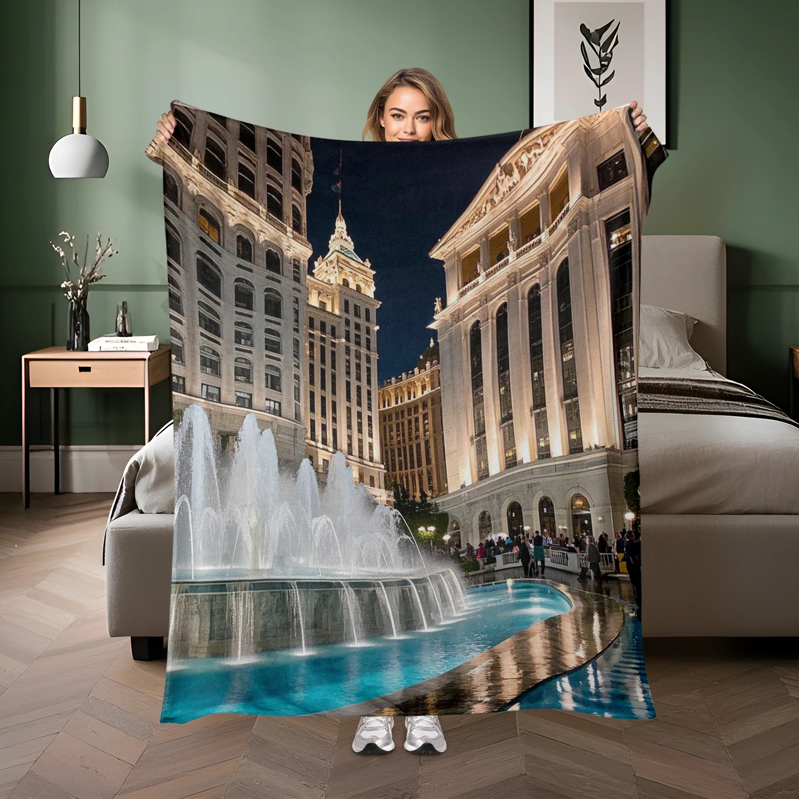 Us Bellagio Fountains Elements Merged In This Cozy Blanket Great For Keeping Warm And Showing Care