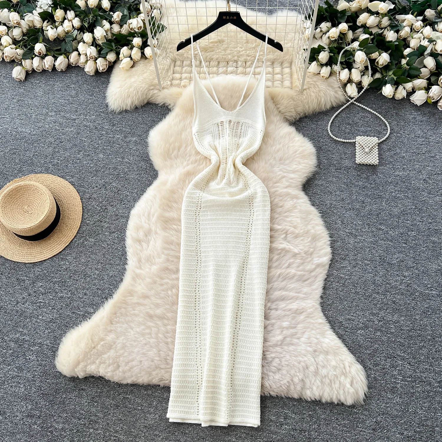 Chic vintage Sexy scava fuori Maglia Fata Estate slim Donna Boho Vestito estivo abbigliamento donna Abito lungo