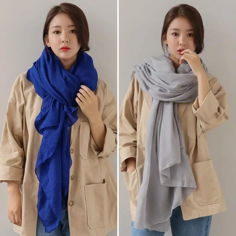 

Cotton Linen Scarf Candy Color Anti-sand Neckerchief Women Thin Tippet Long Scarf Soft Scarves Shawls Fashion Shawl Headwrap