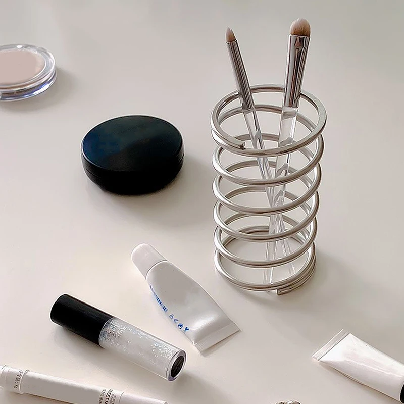 Stainless Steel Toothbrush Holder Makeup Brush Storage Rack Vase Pen Holder Home Desktop Decoration Ornaments