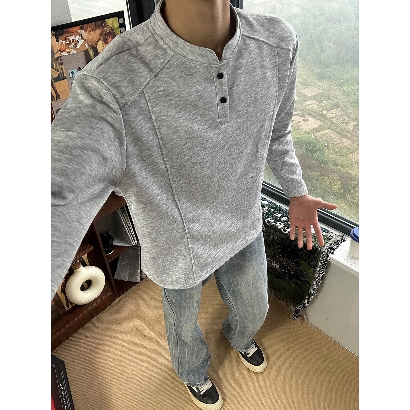 

Mens No Hat Oversized Hoodie Informal Casual Relaxed-Fit Loose-Fitting Everyday Simple Plain Basic Regular Streetwear Hoodless