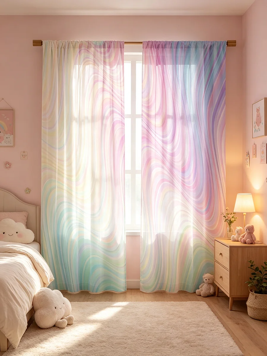 2PCS Digital Printed Curtains, Owl Sequin Sparkle Pattern, Cute Whimsical Style for Kids Nursery Bedroom Living Room Decor