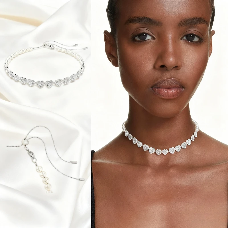 

2025 Trendy Jewelry 2025 New Heart - shaped Crystal Adjustable Necklace, Classic & Versatile, Holiday Gift