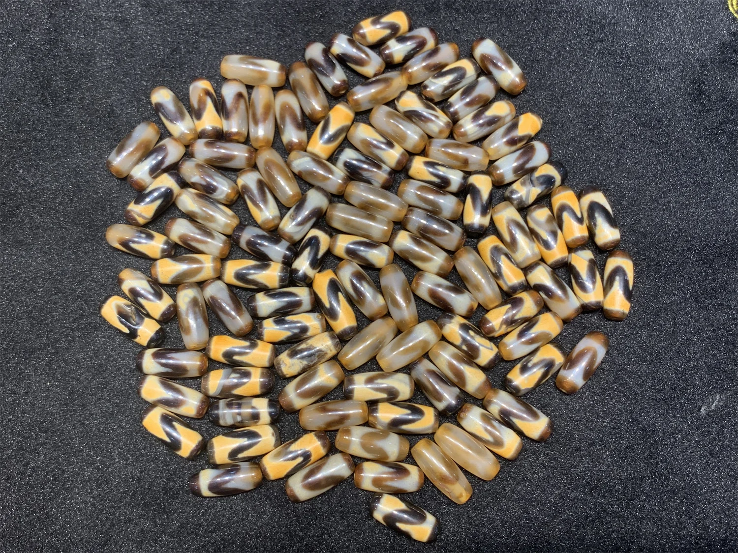 100pcs/lot natural agate dzi Weathering lines Tooth yellow 22×10mm /Tiger tooth pattern/ diy Bracelet Accessories jewelry