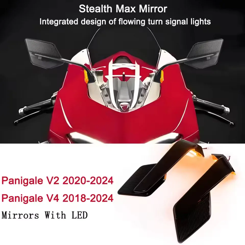 

Зеркала заднего вида для мотоцикла со светодиодным регулируемым указателем поворота для Ducati Panigale V2 2020-2024 PANIGALE V4 2018-2024
