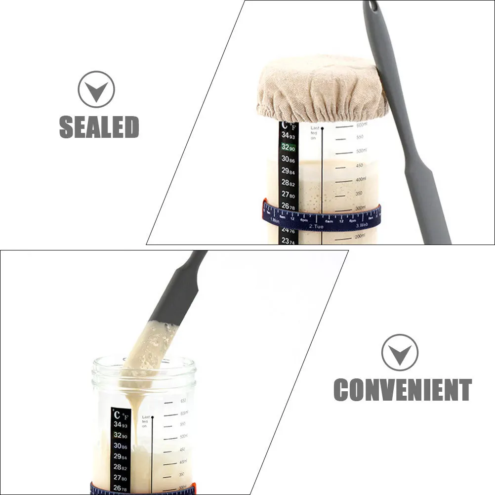 

1Set Glass Sourdough Starter Jar Set with Scale Fermenting Kit Reusable Airtight Jar for Sourdough Bread Making Includes Scraper