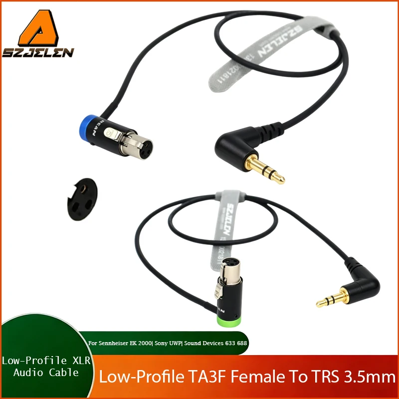 Audio Cable Low-Profile TA3F Female to 3.5mm-TRS Right Angle for Sennheiser EK 2000| Sony UWP| Sound Devices 633 688