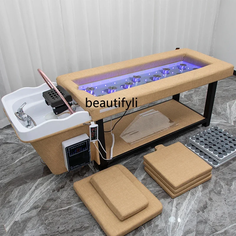 

smt03 Shampoo Chair Water Circulation Head Therapy Bed for Hair Salon Fumigation Moxibustion Bed Barber Shop Ear Cleaning Bed