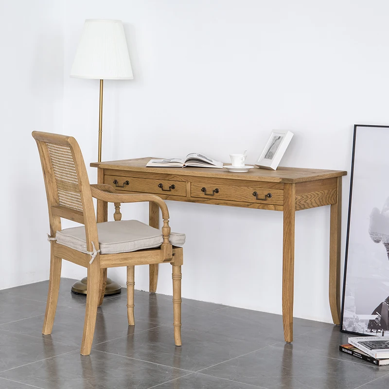 Nordic simple retro modern solid wood desk 1.2M oak study student writing small desk log style