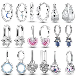 925 Silver Plated Hoop Earring For Woman Original Eardrop Pendientes Fashion Jewelry Gift