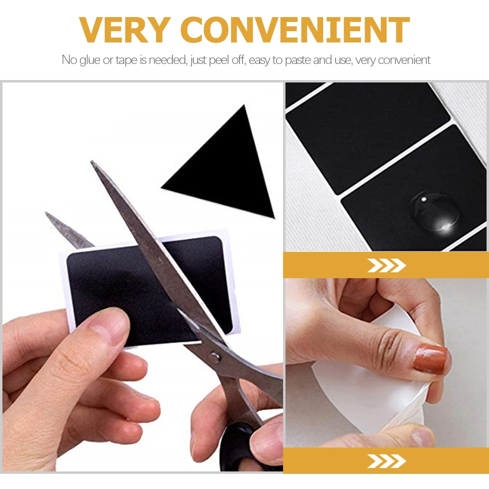 

Waterproof Label Stickers Name Tags Black Blank PVC Mark Decals DIY File Folder Tags Peel Paste No Glue for Home