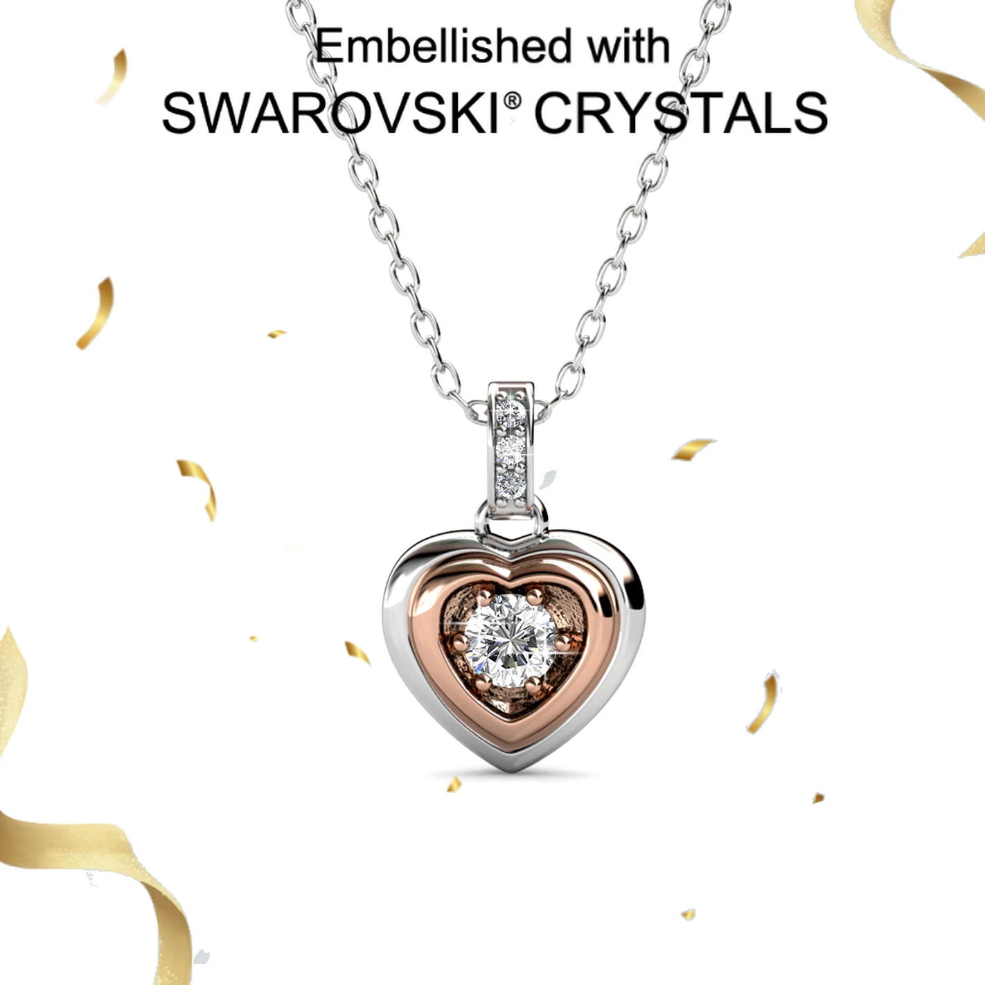 

Daisini Элегантное двухцветное ожерелье в форме сердца с родиевым покрытием, ювелирные изделия из стерлингового серебра 925 пробы, украшенное кристаллами Сваровски