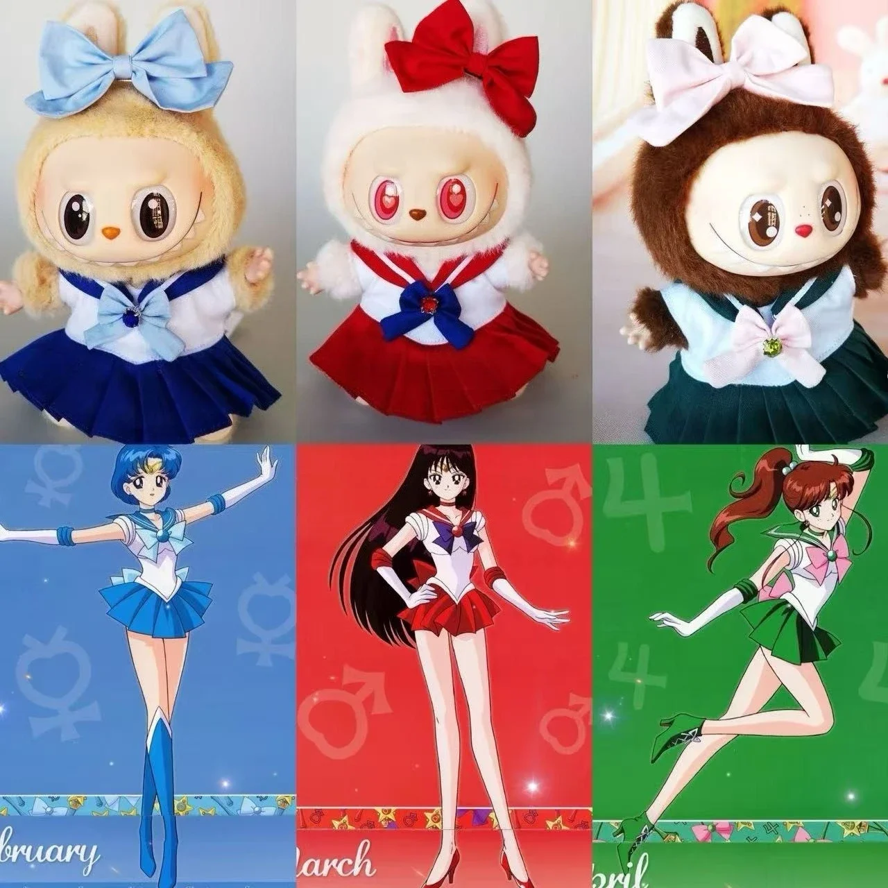 

17 см одежда Labubu Labubu, милая униформа моряка, виниловая кукла Labubu, красивая одежда воина для девочек, подарки для сидения на вечеринку