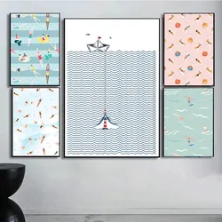 Vintage Maritime Surfing Beach Vintage Posters Sticky Whitepaper Prints Posters Artwork Posters Wall Stickers