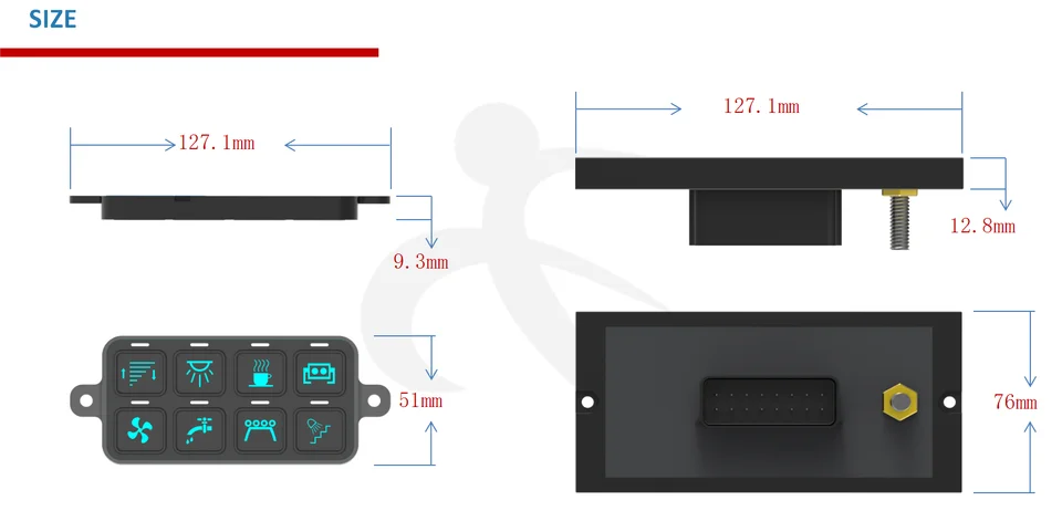 Car Accessories 8 Gang Auto Light System DC 12V On Off Led Switch Box Mounted Panel