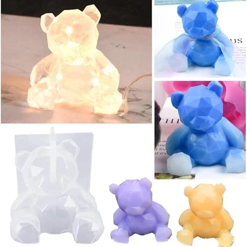 Three-dimensional Geometric Bear Mobile Phone Holder Ornament DIY Glue Mold Cartoon Little Sloth Bear Silicone Mold