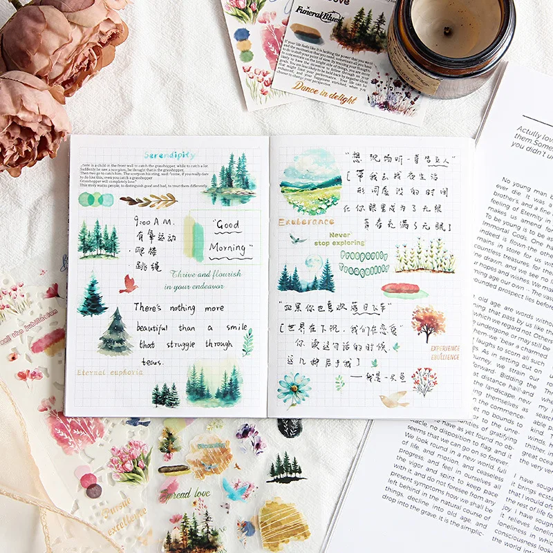Contour-Cut Ins-Style Waterproof PET Creative Stickers | DIY Handmade Scrapbook & Album Decor Supplies