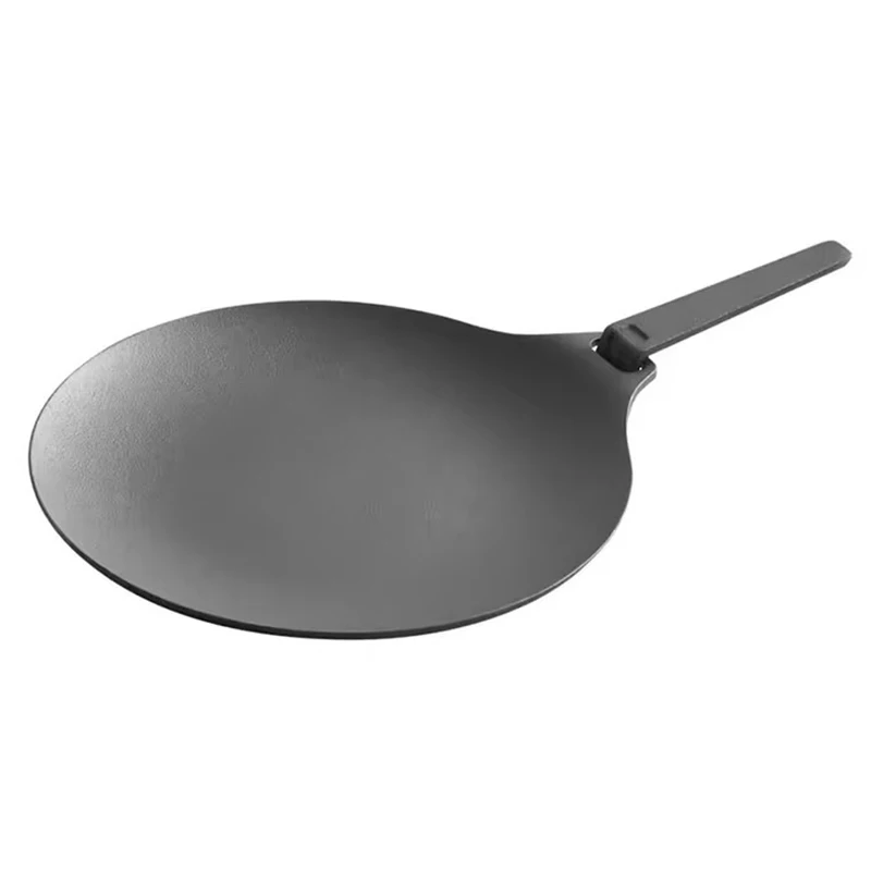 28CM Thickened Cast Iron Pan with Detachtable Handle, Non-stick Flat Baking Pan, Omelet Steak Griddle Frying Pan