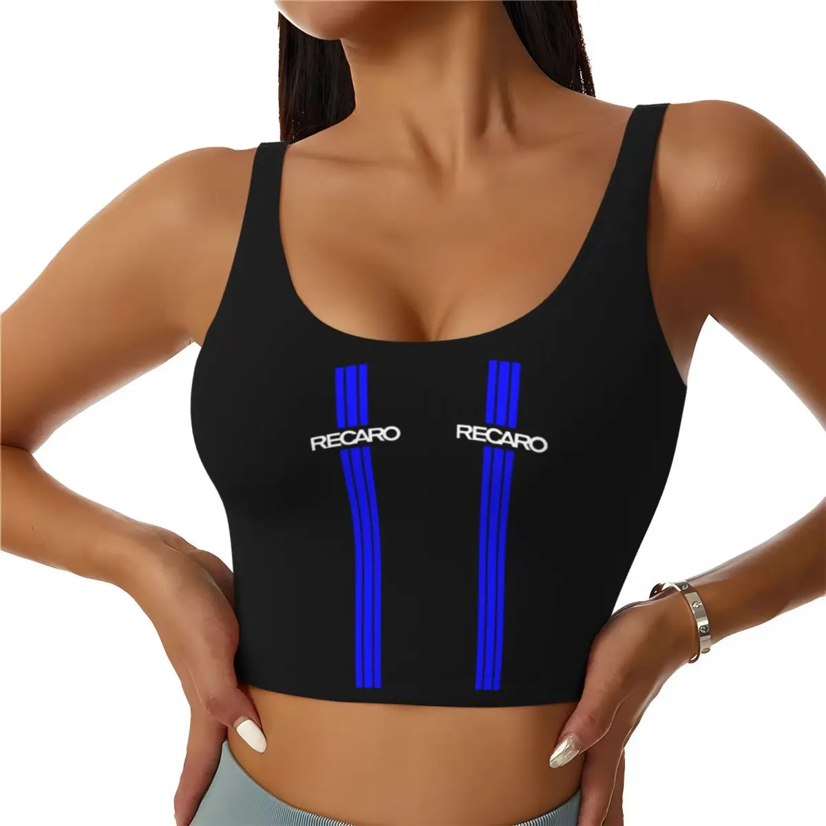 Custom Women's Recaros Logo Sports Bra High Impact Gym Workout Running Crop Tank Tops