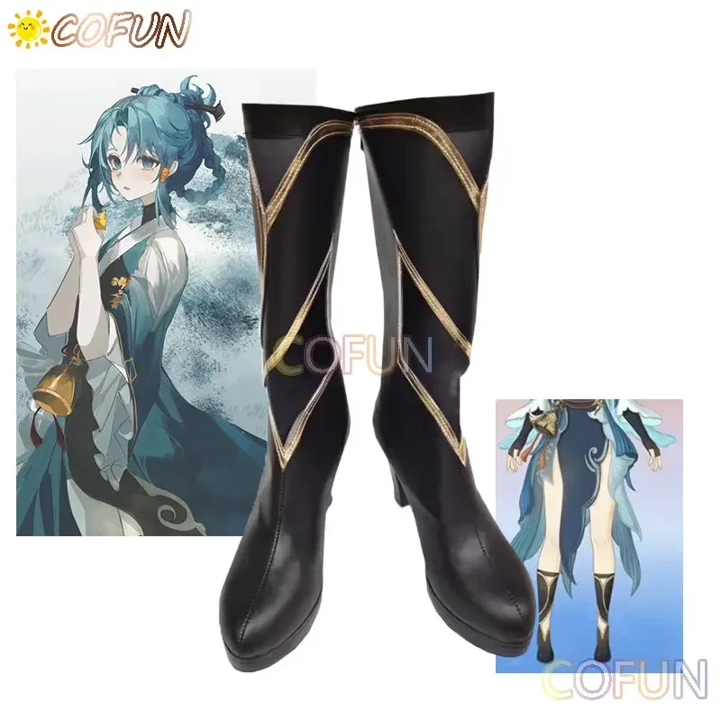Cofun madame ping cosplay botas genshin impacto madame ping sapatos tubo longo sapatos femininos jogo anime