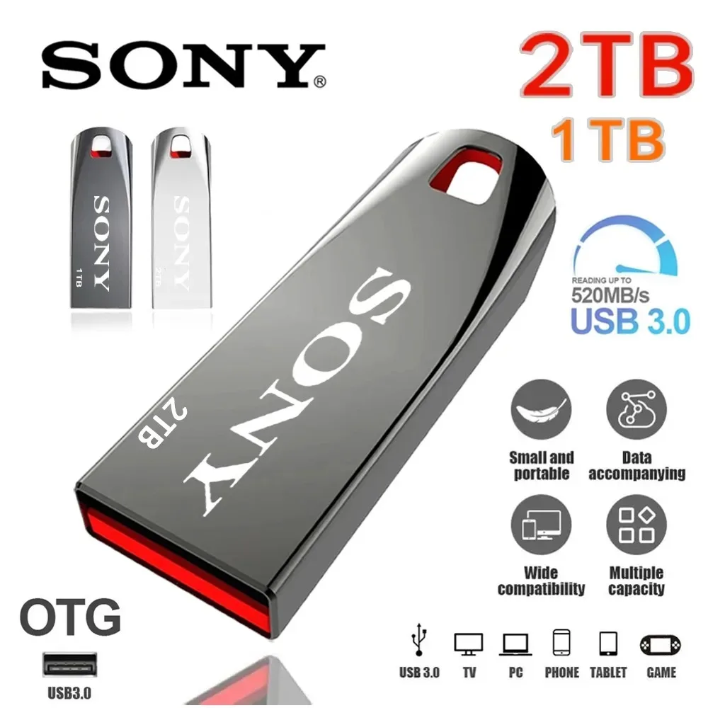 SONY 2TB USB 3.0 Pen Drive 1TB 512GB High Speed Transfer Metal SSD Pendrive Cle Portable U Disk Flash Drive Memoria Stick