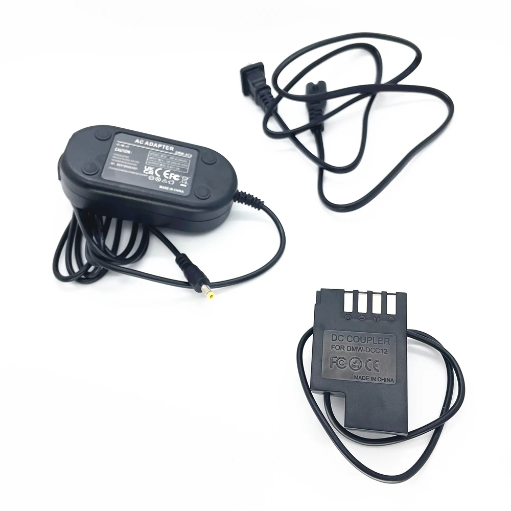 Adaptador de alimentação ac + dcc12 manequim acoplador de bateria + eua/reino unido/au/ue plug para panasonic dmc gh3 gh4 gh5 DMW-DCC12 adaptador de carregador
