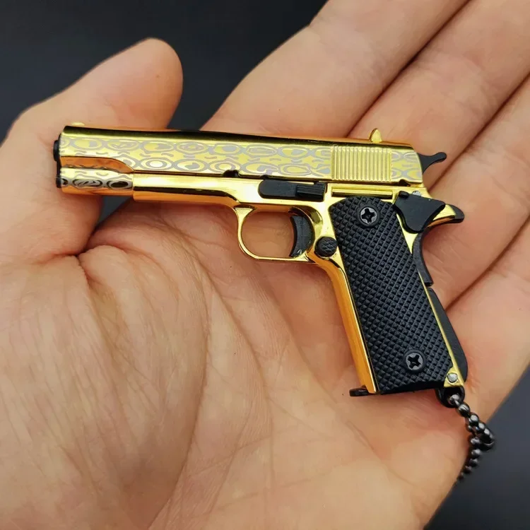 Mini Liga Pistola Coleção Arma de Brinquedo de Alta Qualidade Metal Modelo, Presente Pingente, Damasco Padrão, Novo Produto, 1:3, 92F, 2024