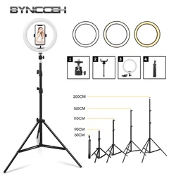 Dimmable Ring Light Selfie LED Round Lamps USB With Phone Holder 1.6M Tripod Stand For Tiktok Video Light Makeup Photography Set