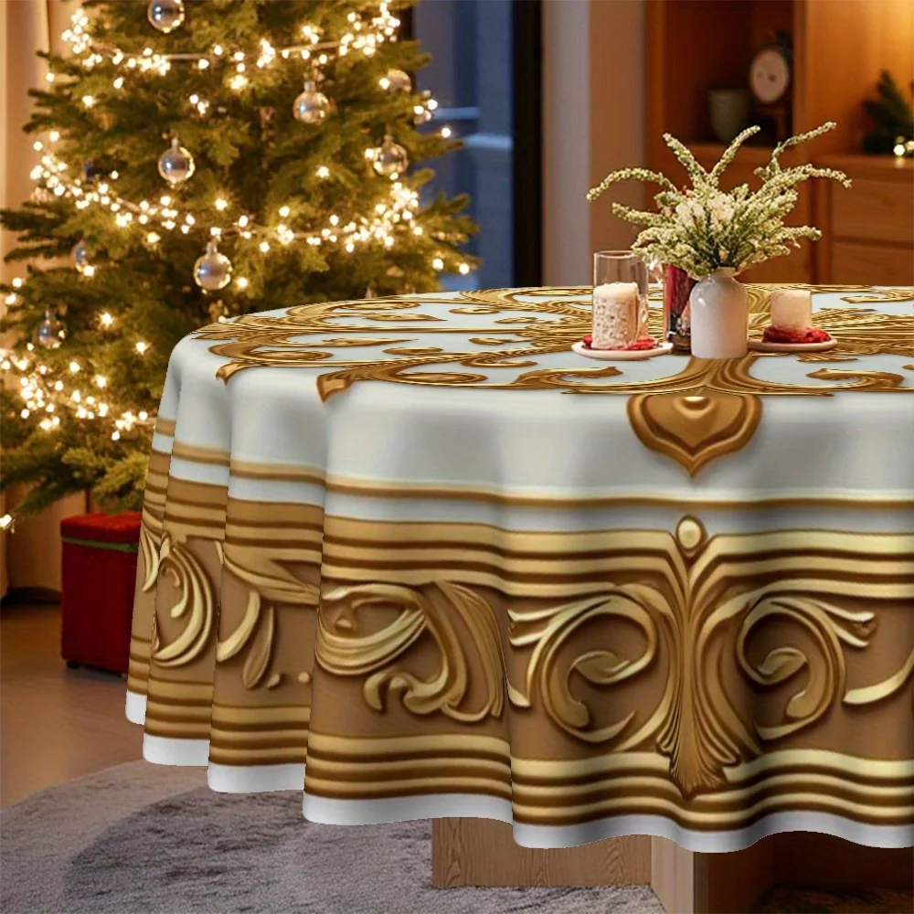 1 tablecloth, Christmas theme, elegant and complex floral patterns, suitable for family dinners, kitchens