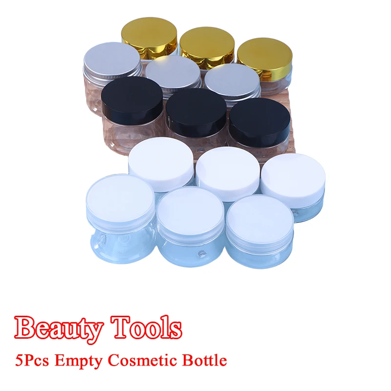 5Pcs Reise Gesicht Creme Jar Leere Kunststoff Kosmetik Make-Up Flasche 20ml 30ml 50ml Transparent Lagerung Container nachfüllbare Flaschen