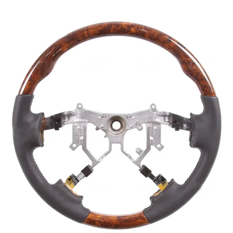 For 16 Inch Polished Classic Solid Wood Steering Wheel