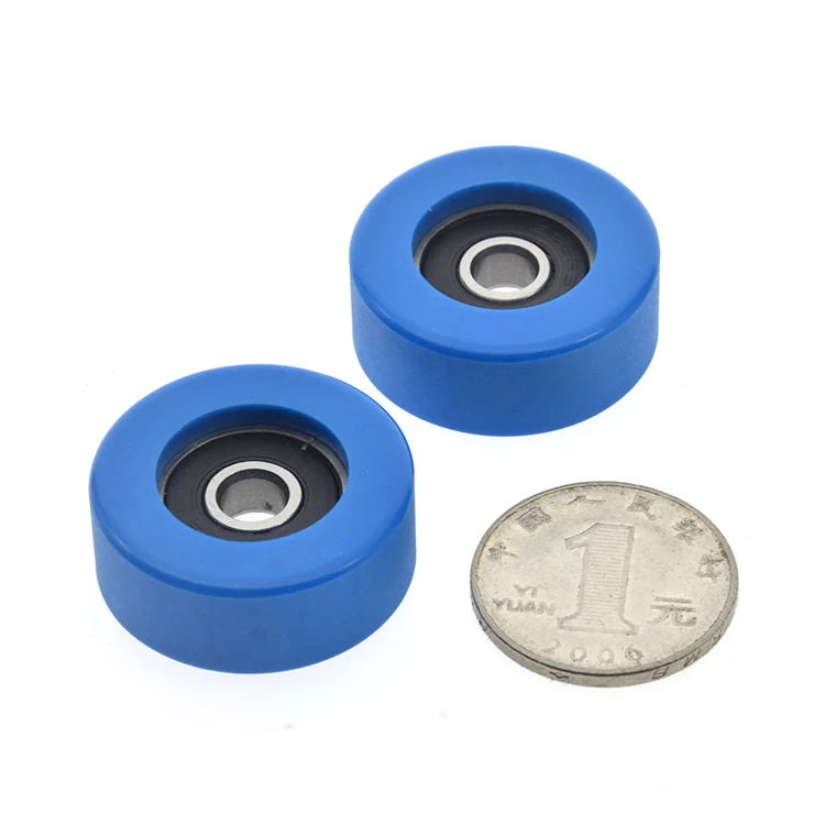 1Pc PU encapsulated rubber bearing wheel mimusi automation equipment M6 threaded screw roller silent soft rubber