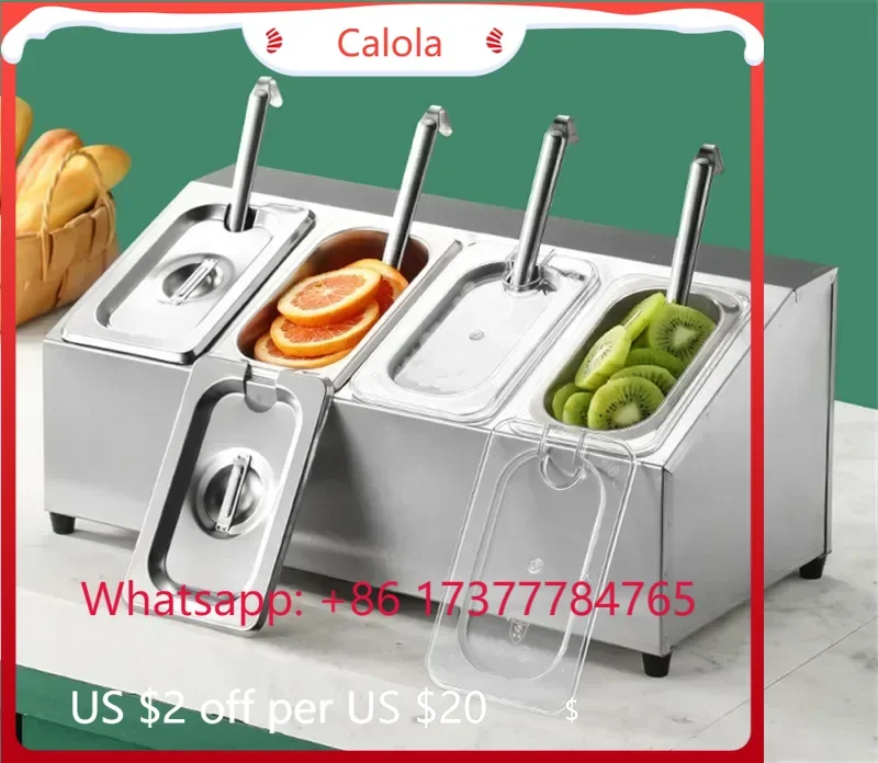 Milk Tea Shop Stainless Steel GN Pan Seasoning Canister Set with Storage Rack