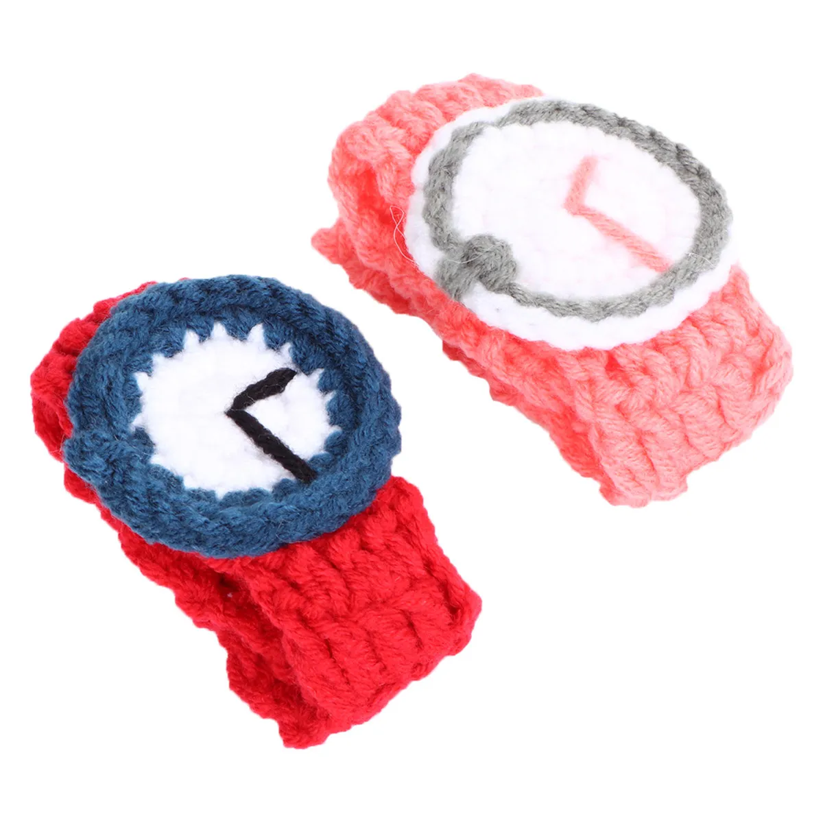 

2Pcs Knitting Design Wristwatches for Couples Kids Students Soft Comfortable Funny Cartoon Style Party Carnival Festival Gift