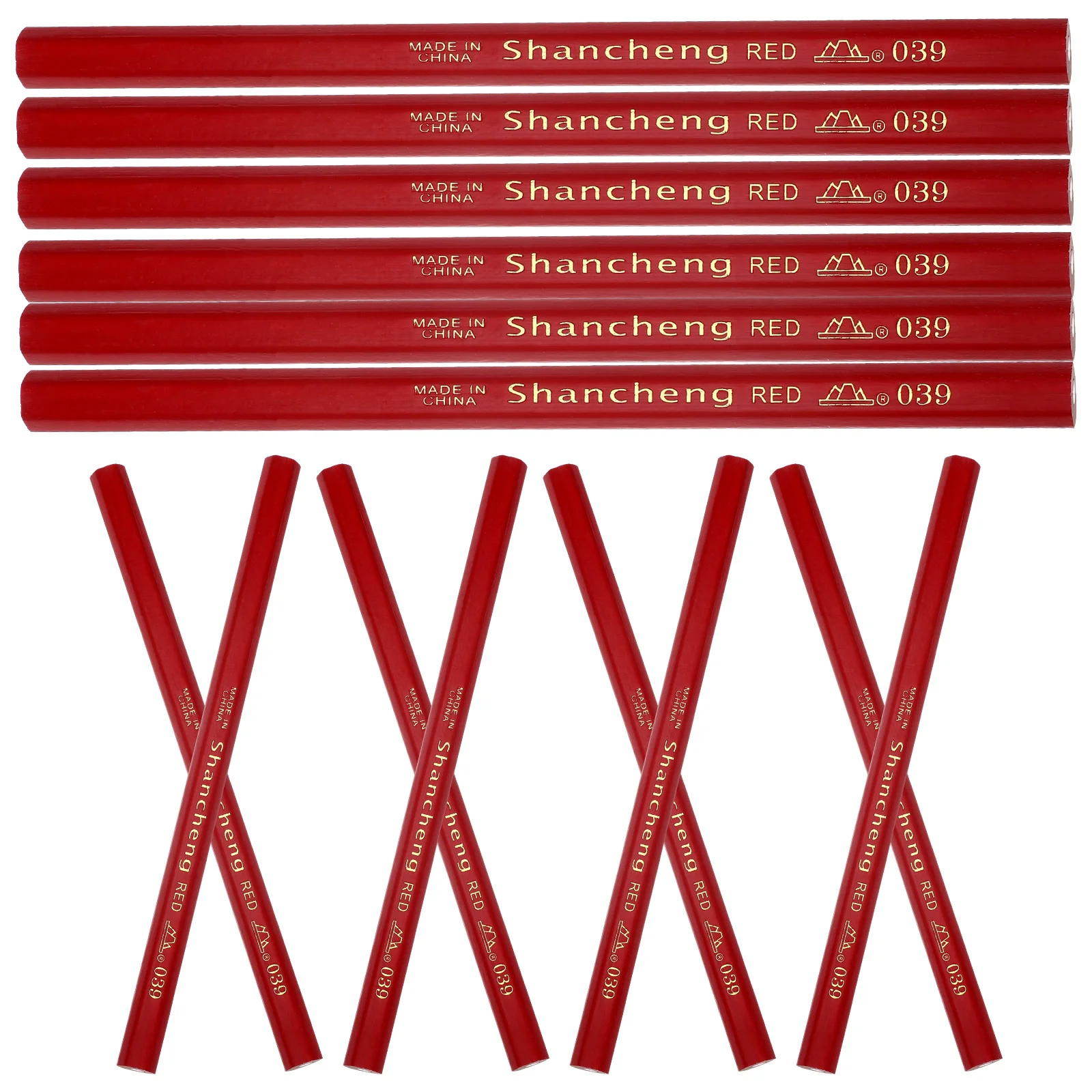 20 Pcs Red Hex Pencil Adjustable Marker for Construction Heavy Woodworking Pencils Mason Bulk