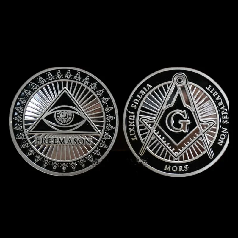 

5 Pcs The Freemason Mors Silver Plated 1 Oz 40 mm Souvenir Decoration Commemorative Coin